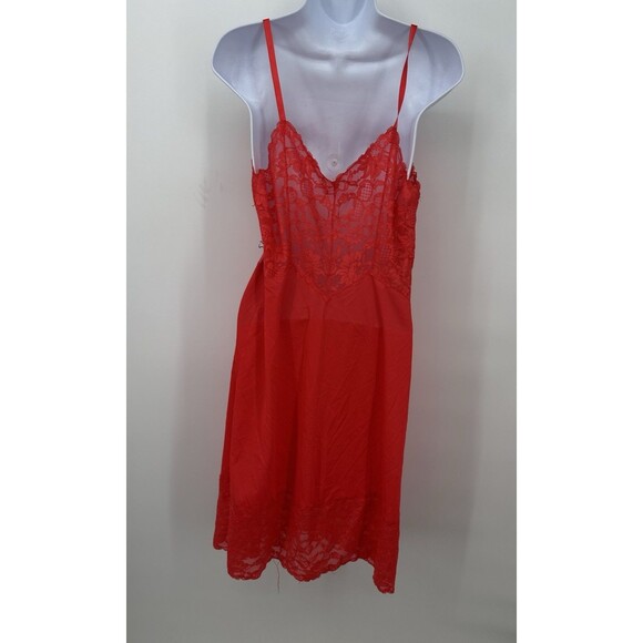 Vintage70’s  Ruby Red Lace Slip Dress  slip \vintage  tag missing - Picture 6 of 13